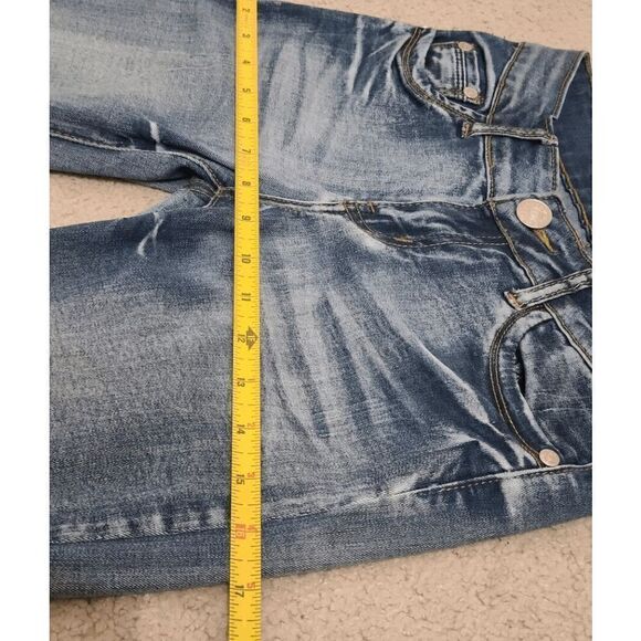 FREE CULTURE Blue Washed Y2K Women’s Junior’s Low Rise Skinny Denim Jeans Size 3 - Picture 10 of 16